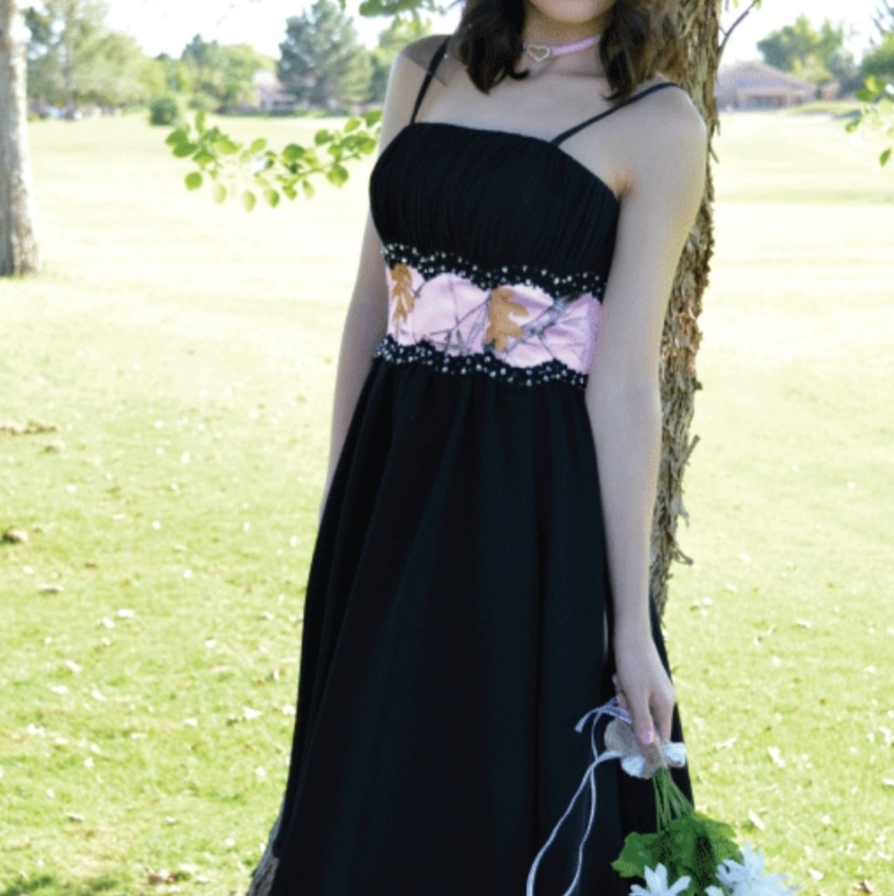 Camo True Timber Pink Black Prom Bridesmaid Dress size 8